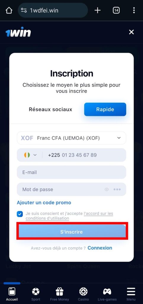 Inscription à 1win pour jouer à 1win Aviator