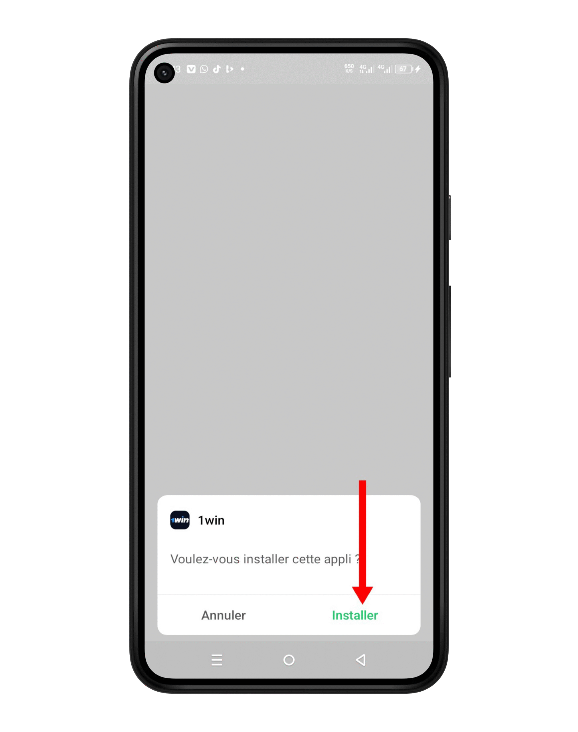 Cliquez sur l'application 1win