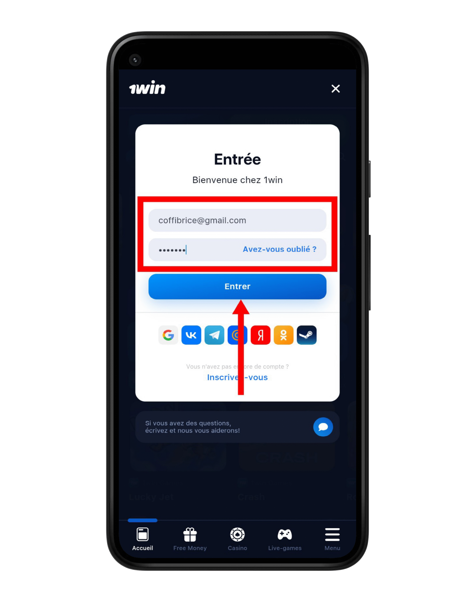 Se connecter à son compte 1win