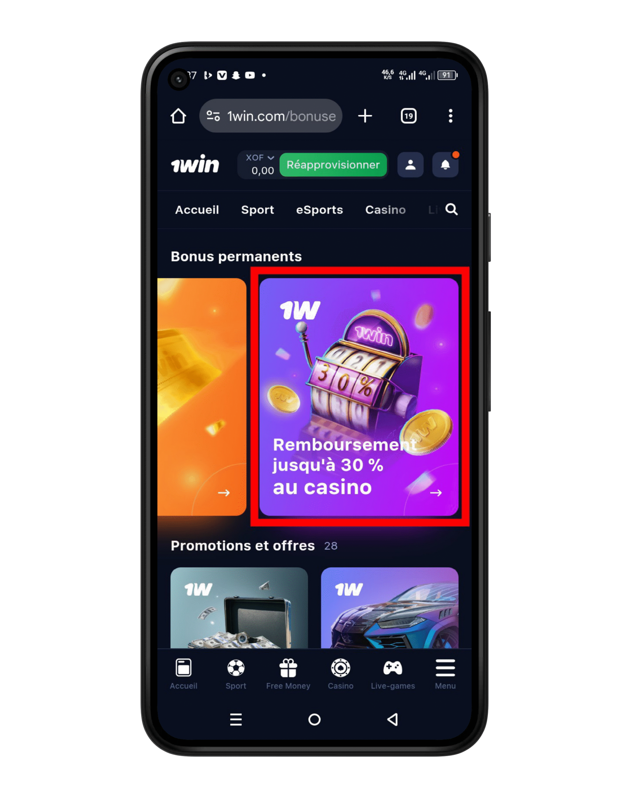 Choisir le casino sur 1win Bet CI
