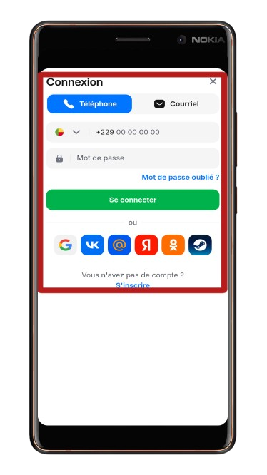 entrez les identifiants